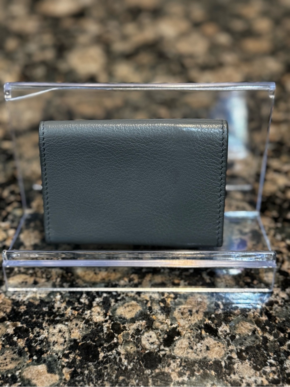 Balenciaga Dark Gray Papier Mini Leather Envelope Compact Wallet - Picture 2 of 8